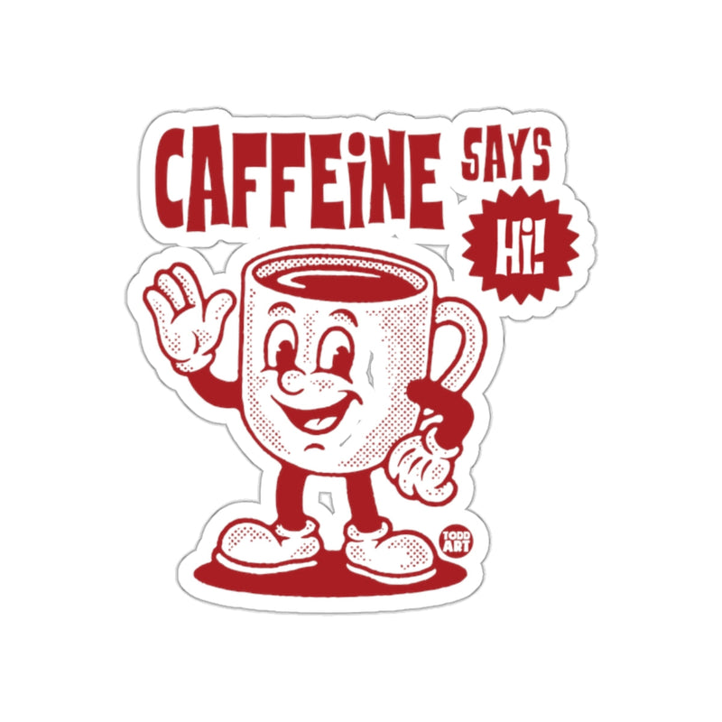 Load image into Gallery viewer, Retro Caffeine Says Hi! Sticker for Coffee Enthusiasts
