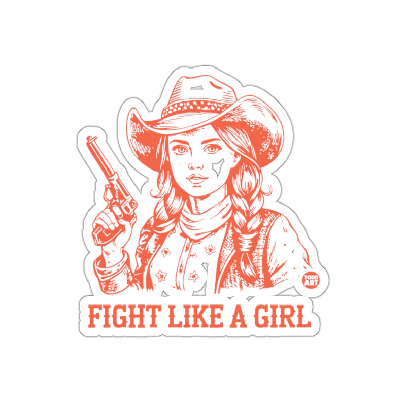 Load image into Gallery viewer, Fight Like a Girl Western Cowgirl Sticker Product
