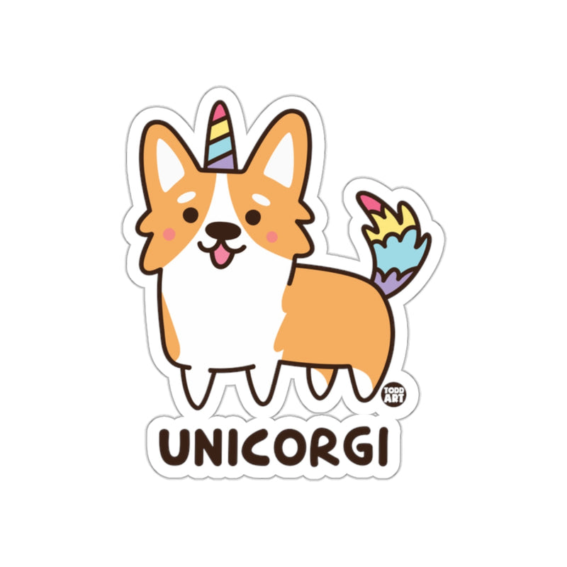 Load image into Gallery viewer, Cute Unicorgi Dog with Unicorn Horn Sticker Design
