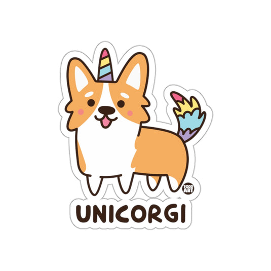 Cute Unicorgi Dog with Unicorn Horn Sticker Design