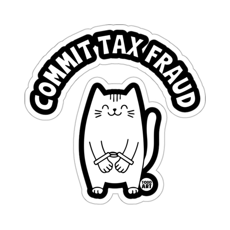 Load image into Gallery viewer, Commit Tax Fraud Cat Sticker with Handcuffs
