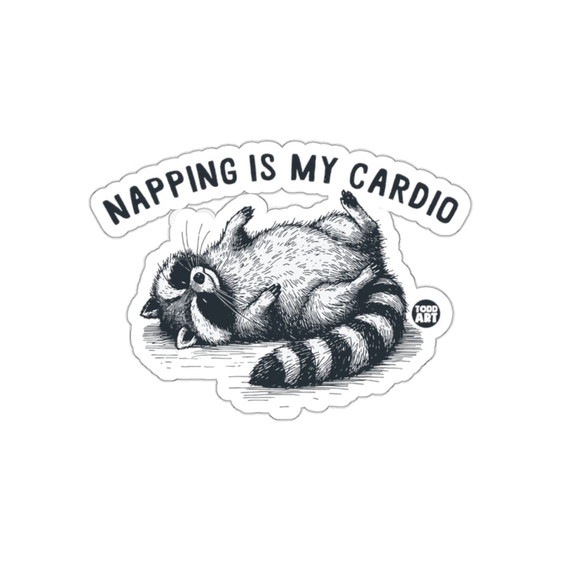 Load image into Gallery viewer, Napping Is My Cardio Todd Art Raccoon Sketch sticker
