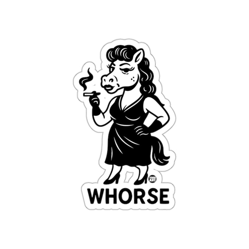 Load image into Gallery viewer, Whorse Design Sticker with Smoking Cartoon Horse Character
