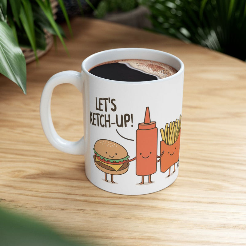 Load image into Gallery viewer, Let's Ketch-Up Cute Burger and Fries Coffee Mug
