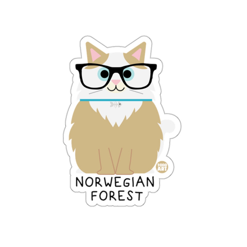 Load image into Gallery viewer, Cute Norwegian Forest Cat With Glasses Sticker
