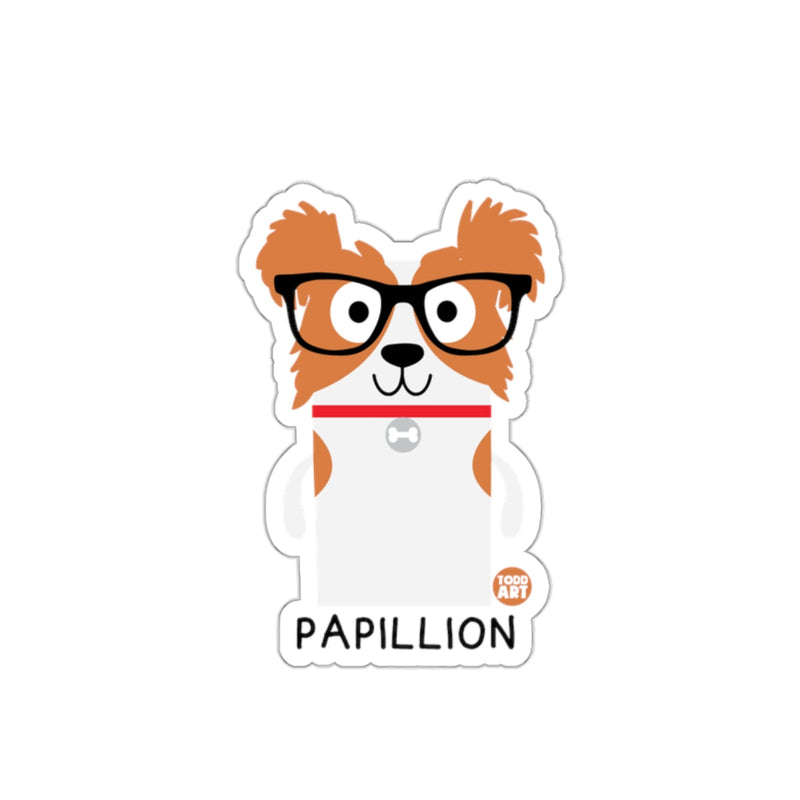 Load image into Gallery viewer, Cute Illustrated Papillion Dog Wearing Glasses Sticker
