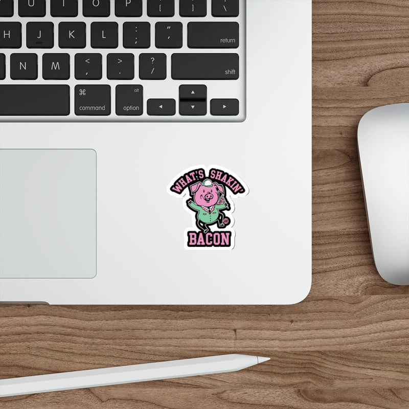 Load image into Gallery viewer, Funny Whats Shakin Bacon Pink Pig Graphic Sticker 
