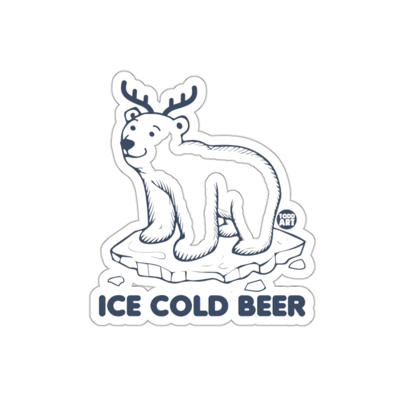 Load image into Gallery viewer, Ice Cold Beer Polar Bear Cartoon Sticker Design
