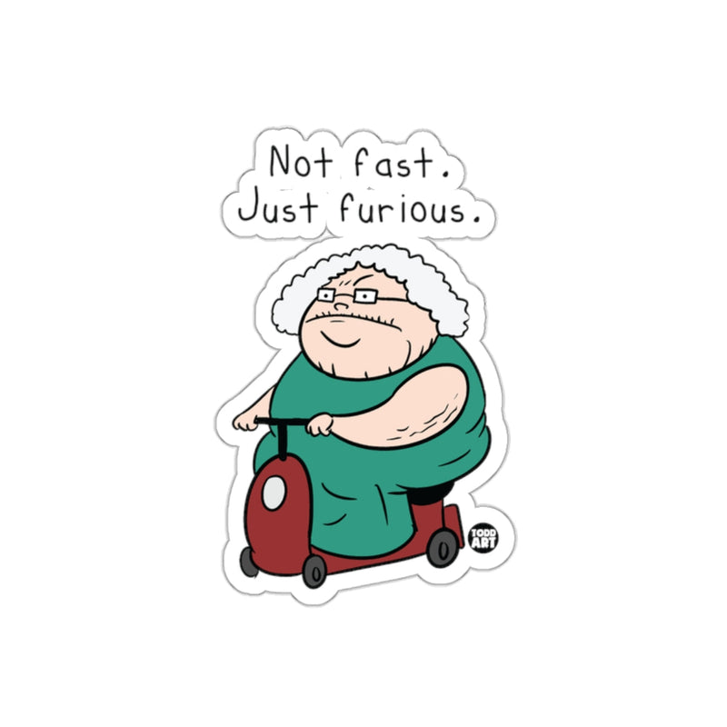 Load image into Gallery viewer, Not fast Just furious grandma driving scooter sticker
