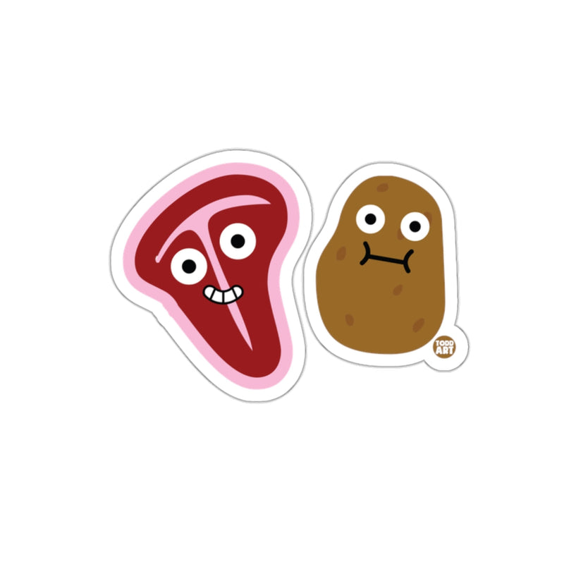 Load image into Gallery viewer, Funny Cartoon Steak and Potato Characters Sticker
