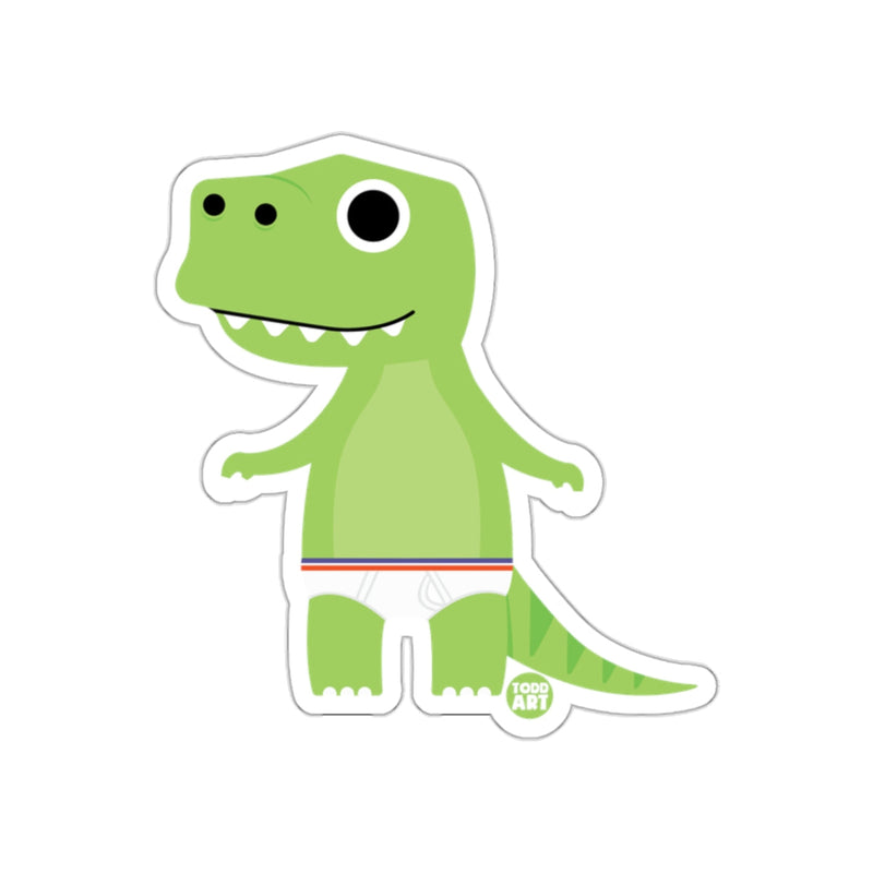 Load image into Gallery viewer, Green Dinosaur Wearing Underwear Sticker Cartoon Art
