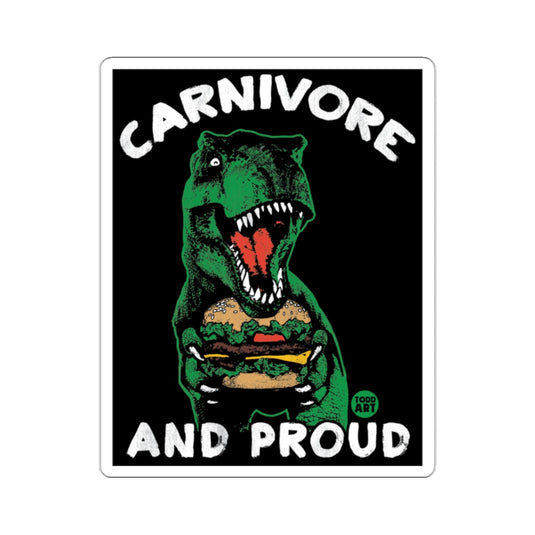 Carnivore and Proud Dinosaur Eating Burger Sticker