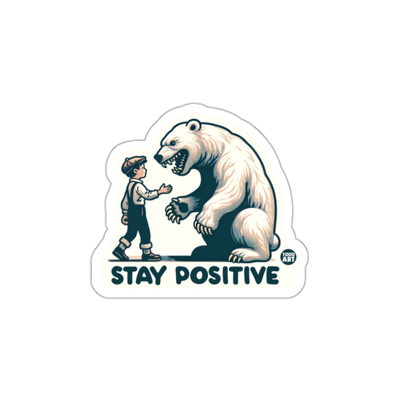 Load image into Gallery viewer, Stay Positive Bear and Boy Sticker Art
