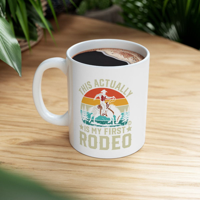 Load image into Gallery viewer, This Actually Is My First Rodeo Cowboy Mug
