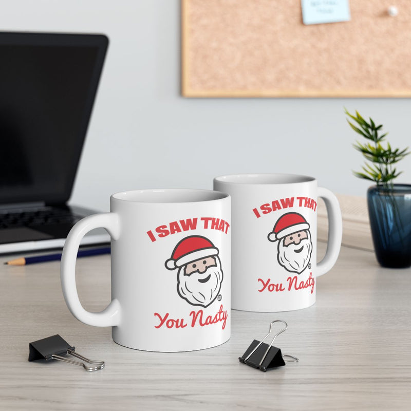 Load image into Gallery viewer, I Saw That You Nasty Funny Santa Mug Office Gift
