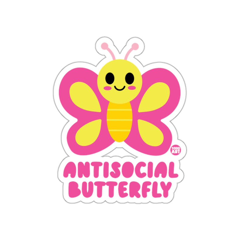 Load image into Gallery viewer, Antisocial Butterfly Sticker Colorful Fun Design
