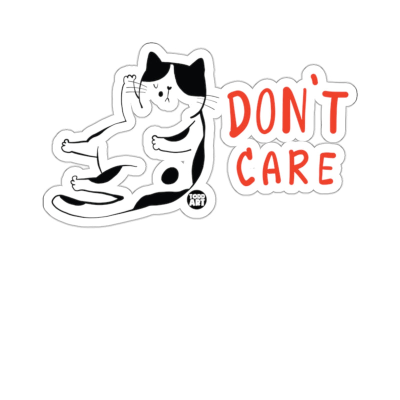Load image into Gallery viewer, Black White Cat Don't Care Relaxed Vibe Sticker

