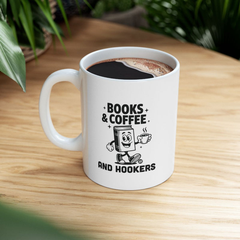 Load image into Gallery viewer, Books Coffee And Hookers Funny Mug
