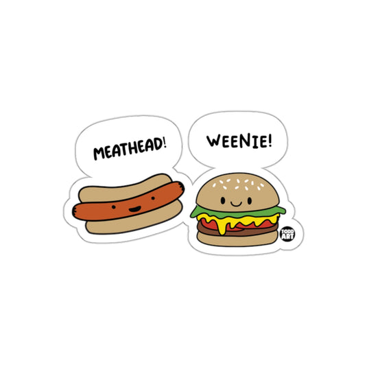 Funny Meathead and Weenie Cartoon Sticker