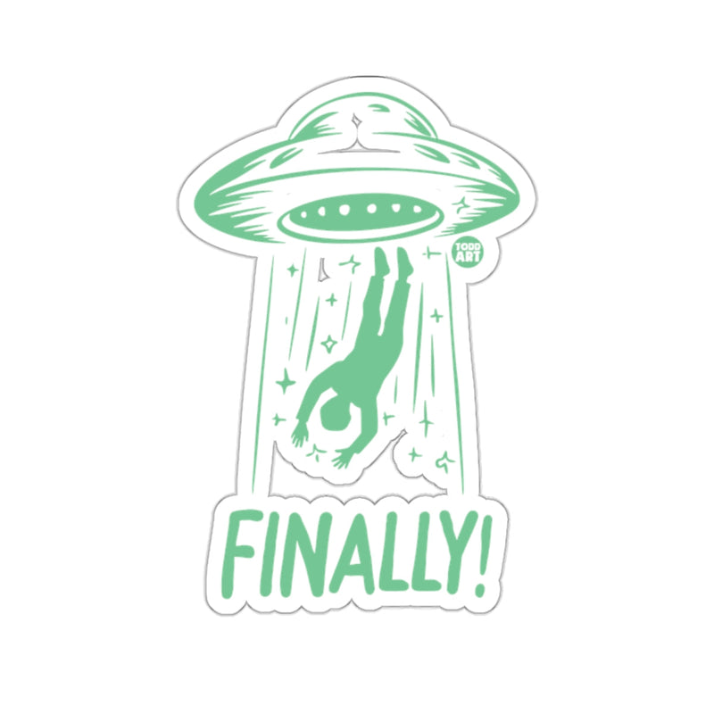 Load image into Gallery viewer, Finally! UFO Alien Abduction Art Sticker Decal
