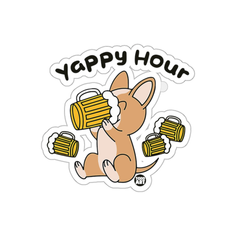 Load image into Gallery viewer, Yappy Hour Cute Dog with Beer Mug Sticker Fun Accessory
