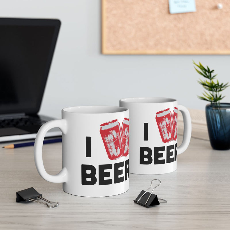 Load image into Gallery viewer, I Love Beer Bold Red Accents Coffee Mug
