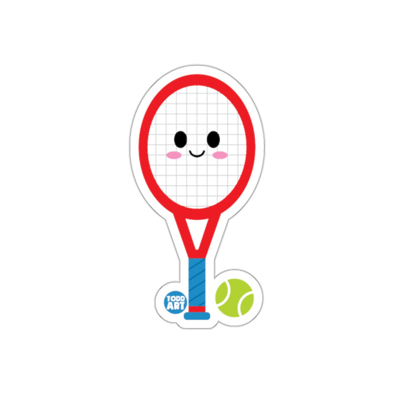 Load image into Gallery viewer, Cute Smiling Tennis Racket and Ball Sticker Product
