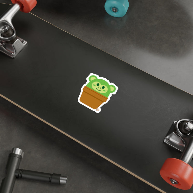 Load image into Gallery viewer, Cute Green Bear in Plant Pot Skateboard Sticker
