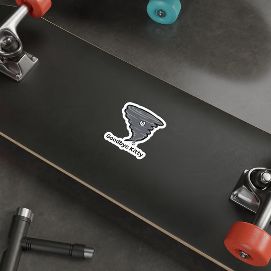 Goodbye Kitty Tornado Sticker for Skateboards and Laptops