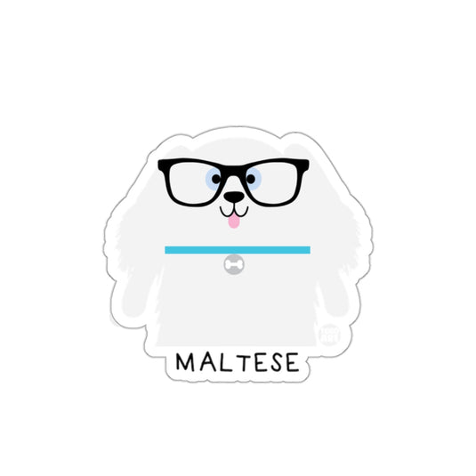 Cute Cartoon Maltese Dog With Glasses Sticker