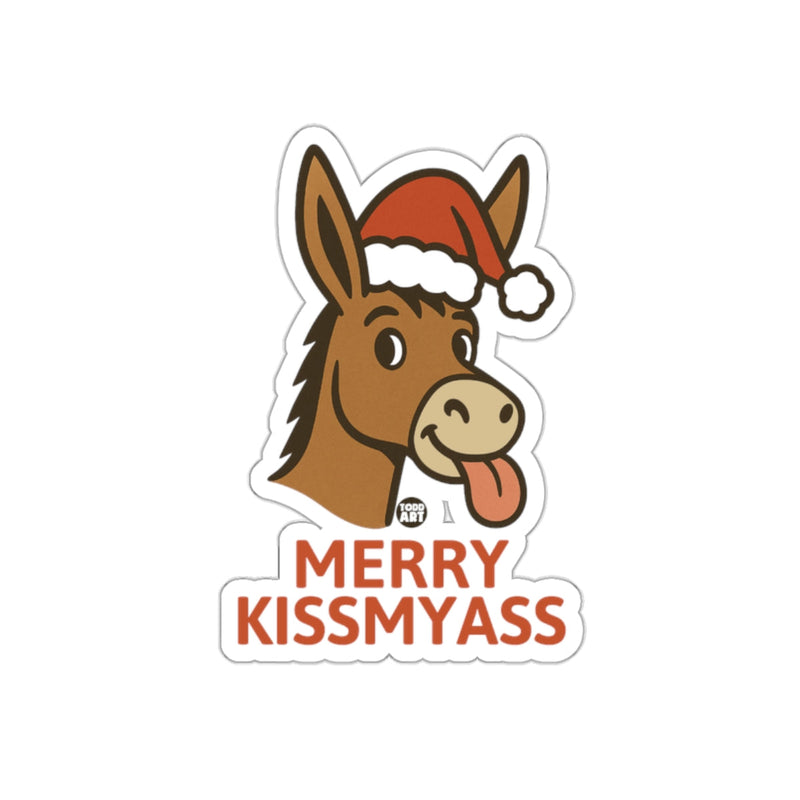 Load image into Gallery viewer, Merry Kissmyass Santa Donkey Funny Christmas Sticker
