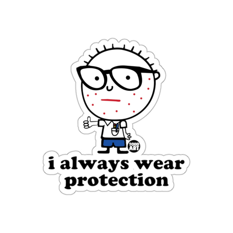 Load image into Gallery viewer, I Always Wear Protection Nerd Cartoon Character sticker
