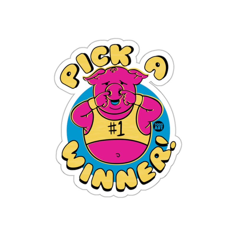 Load image into Gallery viewer, Pick A Winner With Number One Pig Graphic Design sticker
