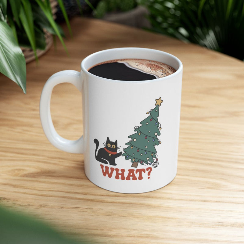Load image into Gallery viewer, Cat with Christmas Tree WHAT coffee mug
