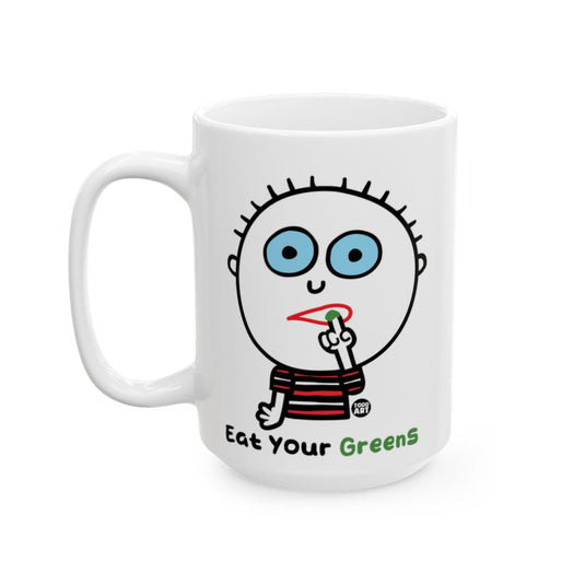 Quirky Eat Your Greens Cartoon Mug for Fun Drinking