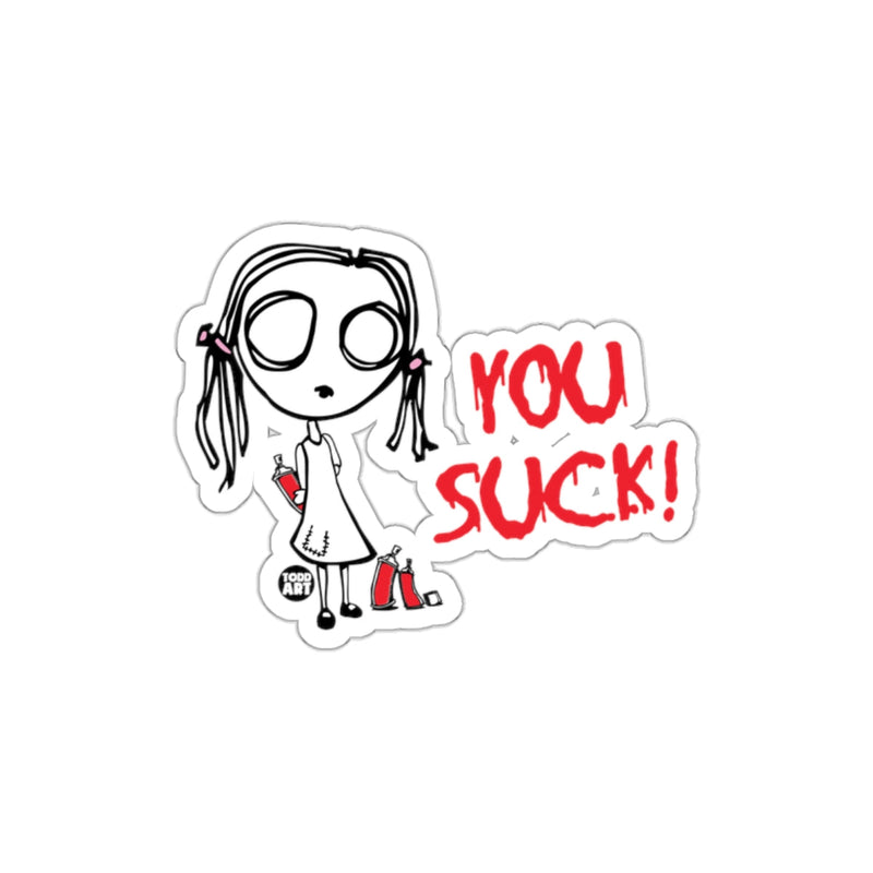 Load image into Gallery viewer, You Suck Cartoon Drawing with Spray Paint Sticker

