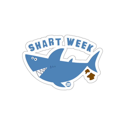 Blue Cartoon Shark with Shart Week Funny sticker