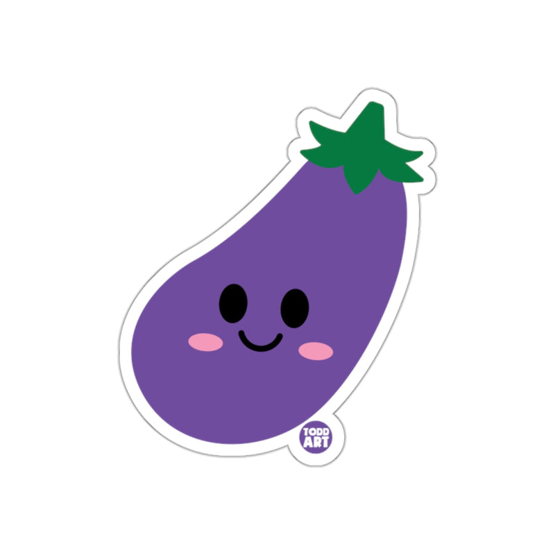 Load image into Gallery viewer, Cute Smiling Eggplant Design with Blush Sticker
