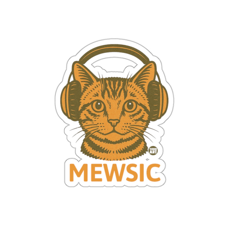 Load image into Gallery viewer, Cat With Headphones and Mewsic Text Sticker
