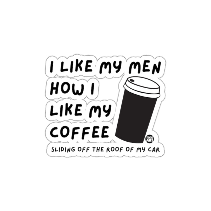 Load image into Gallery viewer, Funny Coffee Men Sliding Off Roof Sticker
