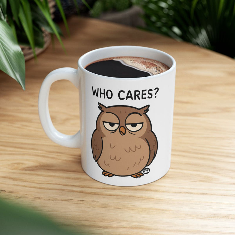 Load image into Gallery viewer, Who Cares Owl Mug with Funny Sarcastic Character
