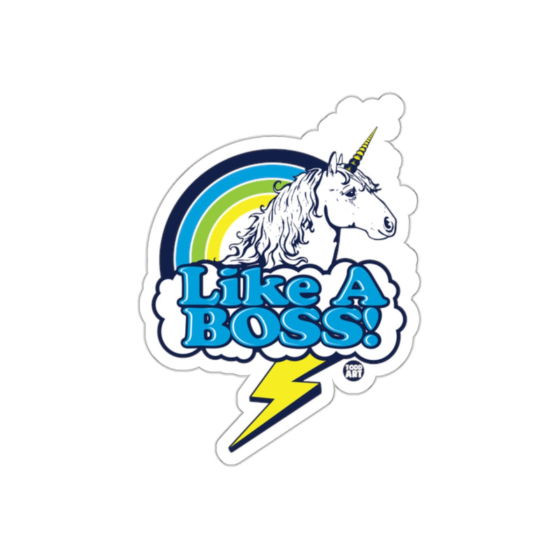 Load image into Gallery viewer, Like A Boss Unicorn Rainbow Sticker
