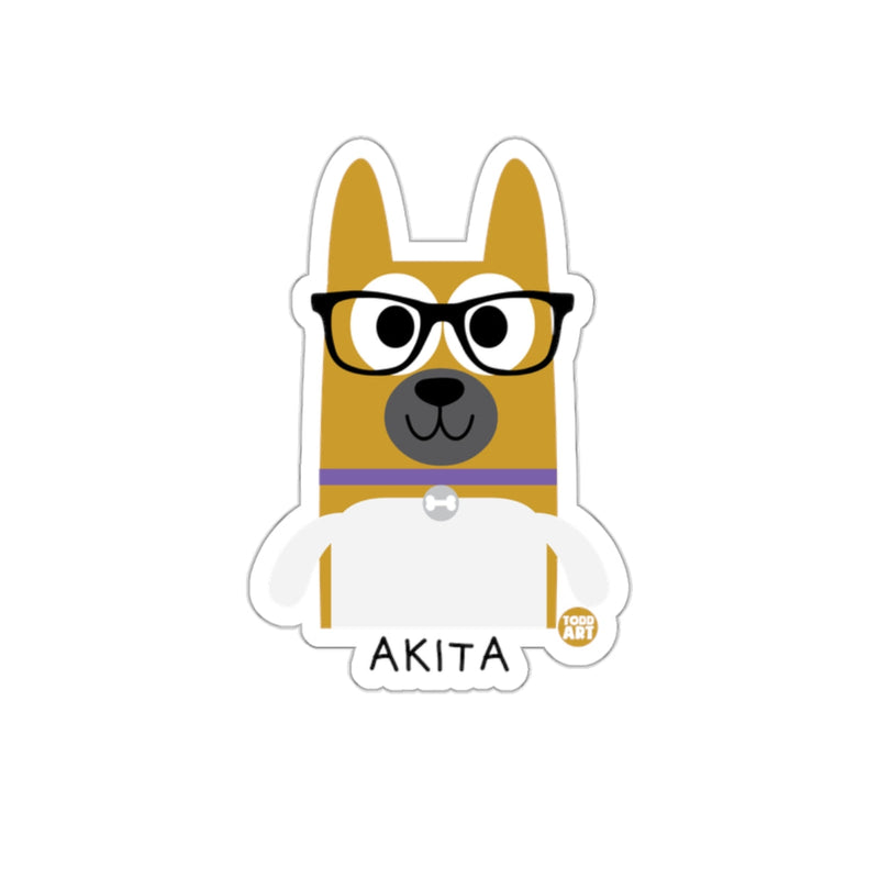 Load image into Gallery viewer, Akita Dog with Glasses Cartoon Illustration Sticker
