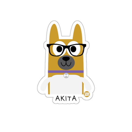 Akita Dog with Glasses Cartoon Illustration Sticker