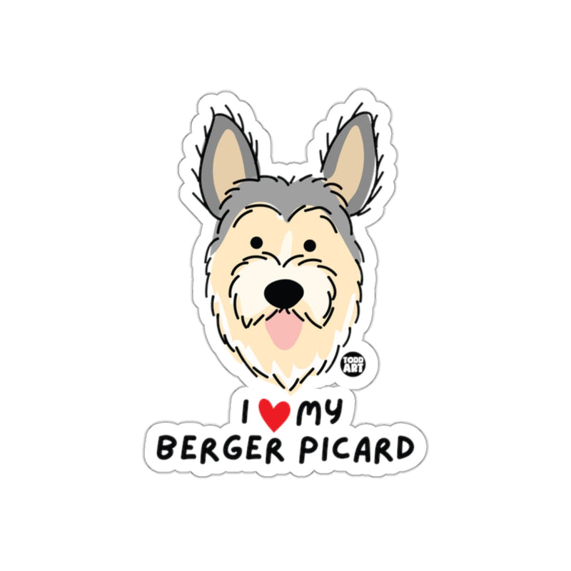 Load image into Gallery viewer, I Love My Berger Picard Fun Dog Breed Sticker
