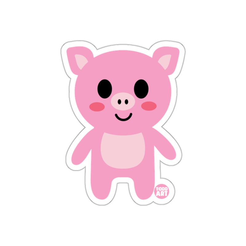 Load image into Gallery viewer, Adorable Pink Smiling Piggy Todd Art sticker
