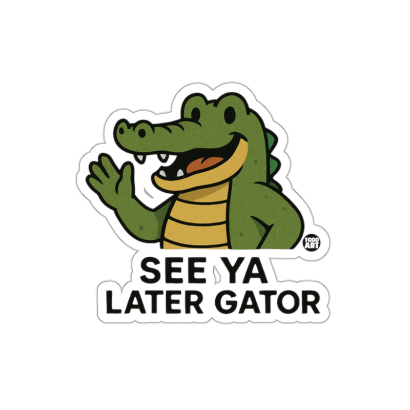 Load image into Gallery viewer, See Ya Later Gator Green Crocodile Waving Hand sticker
