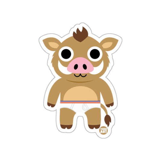 Cute Cartoon Wild Boar in Underwear Sticker