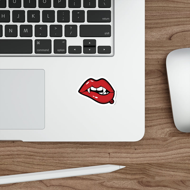 Load image into Gallery viewer, Red Vampire Lips Fangs Decal Sticker 
