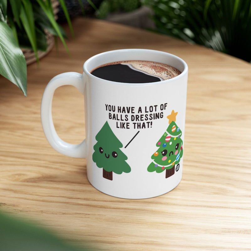 Load image into Gallery viewer, Funny Christmas Tree Pun Mug You Have A Lot Of Balls
